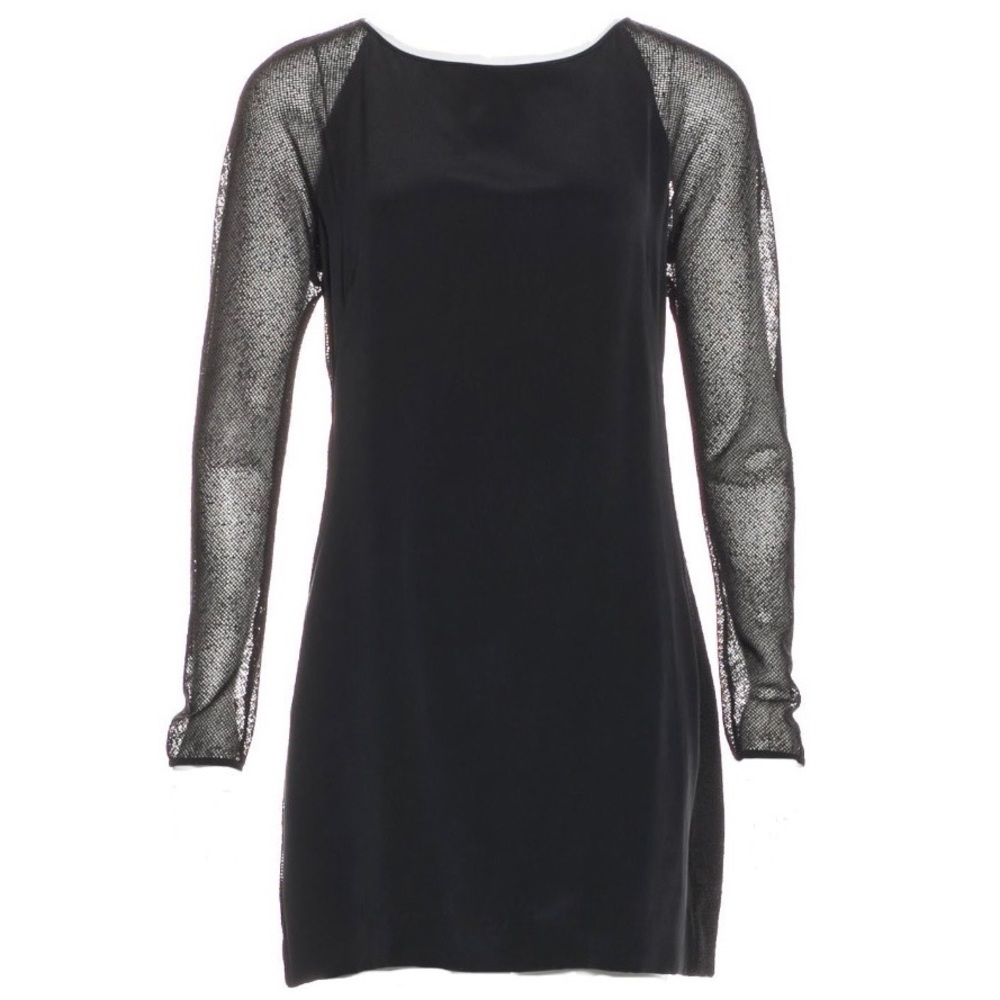 L'AGENCE Renée Black Silk & Mesh Dress